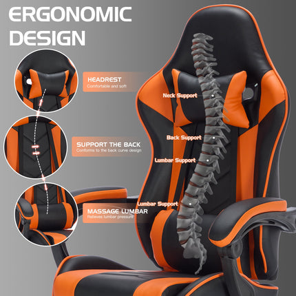 Gaming Chair With Footrest, Ergonomic Computer Chair With Headrest And