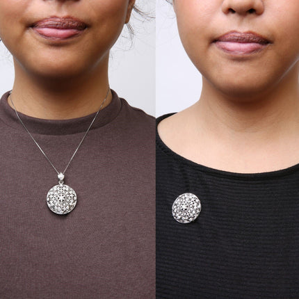 18K White Gold 1 5/6 Cttw Diamond Cluster Floral Filigree Brooch Pin