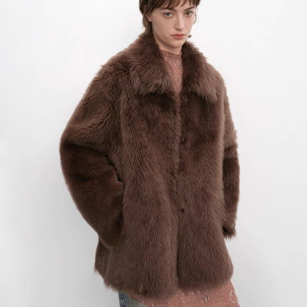 "Autumn Exclusive" Imported Toscana Shearing short lapel fur coat