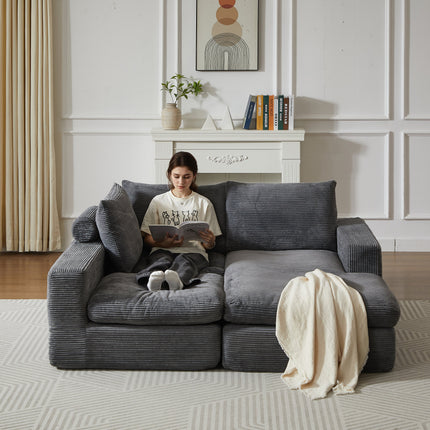 99-Inch Boneless Couch With Chaise, L-Shaped Modern Upholstered