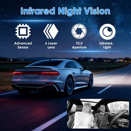 WiFi FHD 1080P 3 Channel Car Dash Cam Front Rear Inside With 32G MMC