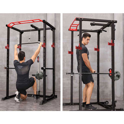 Multi-functional Power Cage Home Adjustable Pullup Squat Rack Capacity