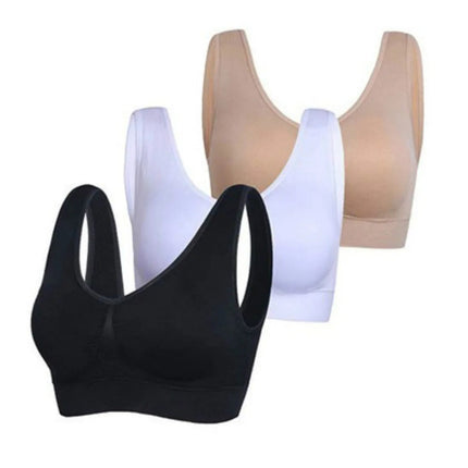 3-Pack Sports Bras For Women, Padded Strappy Racerback Push Up Open