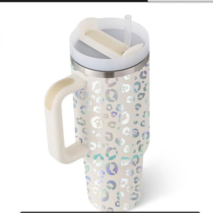 40 Oz Tumbler With Handle Straw Insulated, Stainless Steel Spill Proof