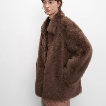 "Autumn Exclusive" Imported Toscana Shearing short lapel fur coat