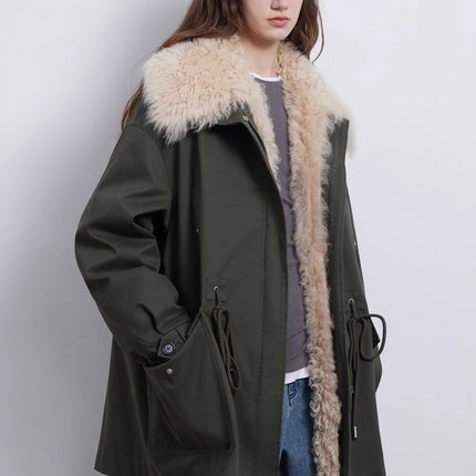 Fireladyfur Women’s Goose Down Parka coat with Toscana Shearling