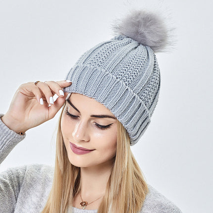 Winter Knitted Hats Fashion Stretchy Lined Skull Hats For Women Faux