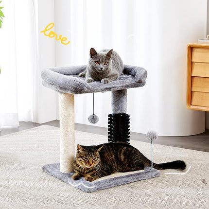 Small 4-in-1 Cat Tree Tower With Self-grooming Brush And Natural Sisal