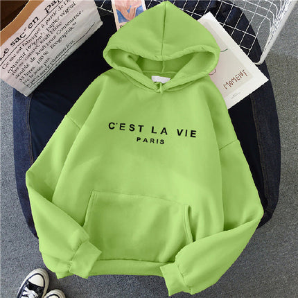 letter print new hooded sweater women's spring long-sleeved lazy style