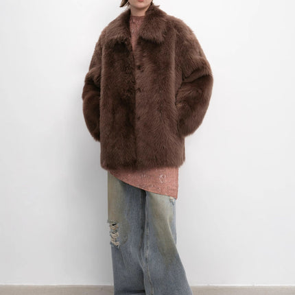 "Autumn Exclusive" Imported Toscana Shearing short lapel fur coat