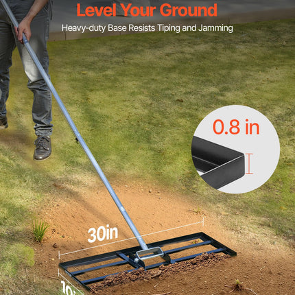 10x30in Lawn Leveling Rake Heavy Duty 83.9in Adjustable Handle For