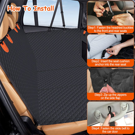 Dog Car Back Seat Cover With Zipper Mesh Window Storage Bags