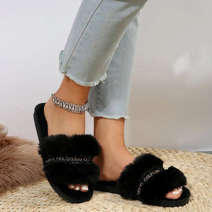 Open Toe Fuzzy Slippers