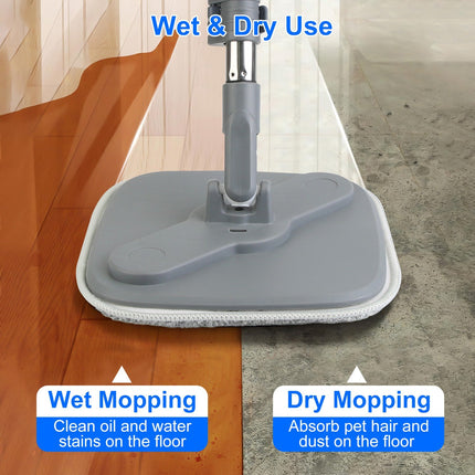 Spin Mop And Bucket System Includes Dual Compartment Mop Bucket 4Pcs