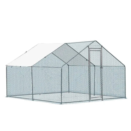 10 X 10 Ft Large Metal Chicken Coop, Walk-in Poultry Cage Chicken Hen