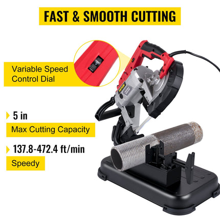Portable Band Saw, 110V Removable Alloy Steel Base Cordless Band Saw,