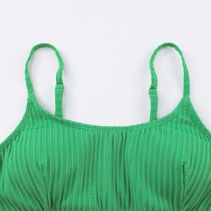 Textured Contrast Banding Bikini High Waist 2pcs Swimsuit