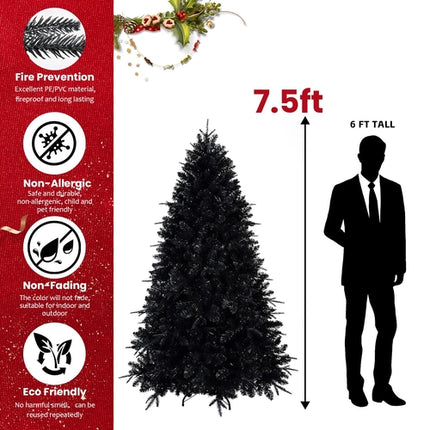 Prelit Black Christmas Tree With White Lights Artificial Fake
