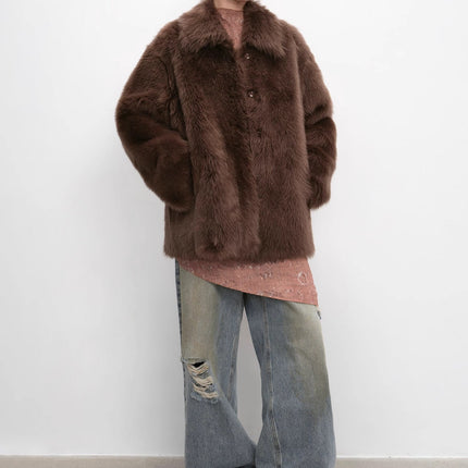 "Autumn Exclusive" Imported Toscana Shearing short lapel fur coat