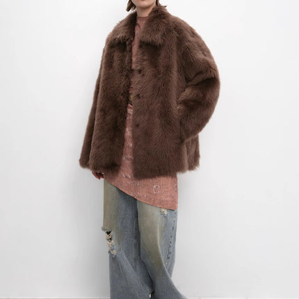 "Autumn Exclusive" Imported Toscana Shearing short lapel fur coat