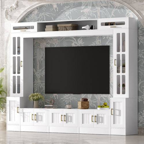 VIBE HAUS 98.4 W Wall Unit Entertainment Center With Bookshelves For