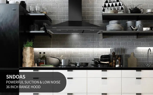 Range Hood 36 Inch Black Wall Mount Range Hood In Black Stainless