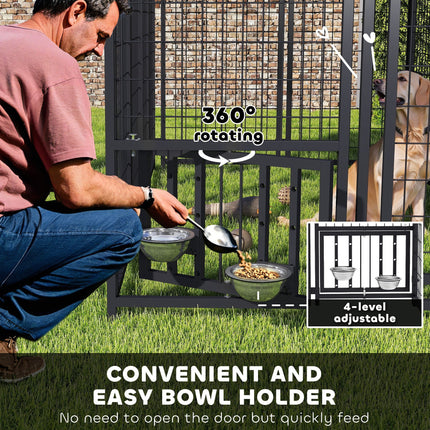 Welded Wire Outdoor Dog Kennel With 360 Rotating & 4 Levels Adjustable