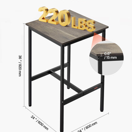 24 In Bar Table Height Pub Table Cocktail Coffee Counter Desk Kitchen