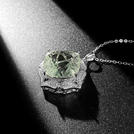 Luxury Sweater Chain Femininity S925 Silver Set Large Natural Green