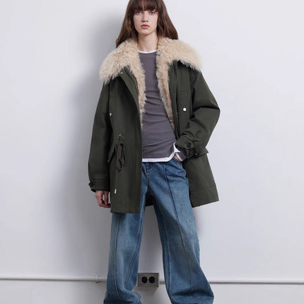 Fireladyfur Women’s Goose Down Parka coat with Toscana Shearling