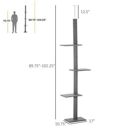 Floor-to-Ceiling Cat Tree Cat Climbing Tower with Sisal-Covered