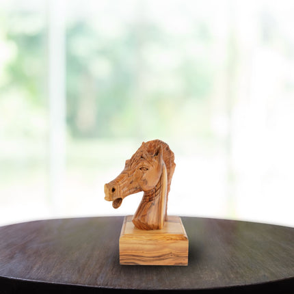 Handgeschnitzter Pferdekopf aus Olivenholz (klein) – Exklusive
