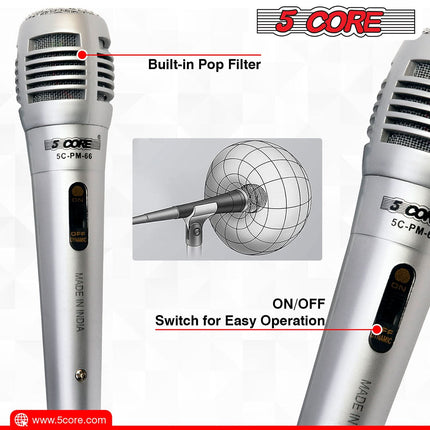5Core XLR Microphone Dynamic Mic Karaoke Singing Studio Mics Handheld