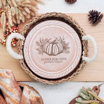 Bread Warmer & Basket - Christmas Tree Round