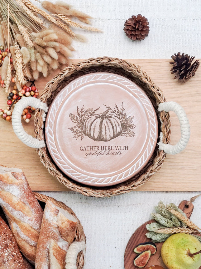 Bread Warmer & Basket - Christmas Tree Round