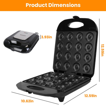 1Pc Mini Donut Maker Machine For Kids Snack Breakfast Desserts With 16