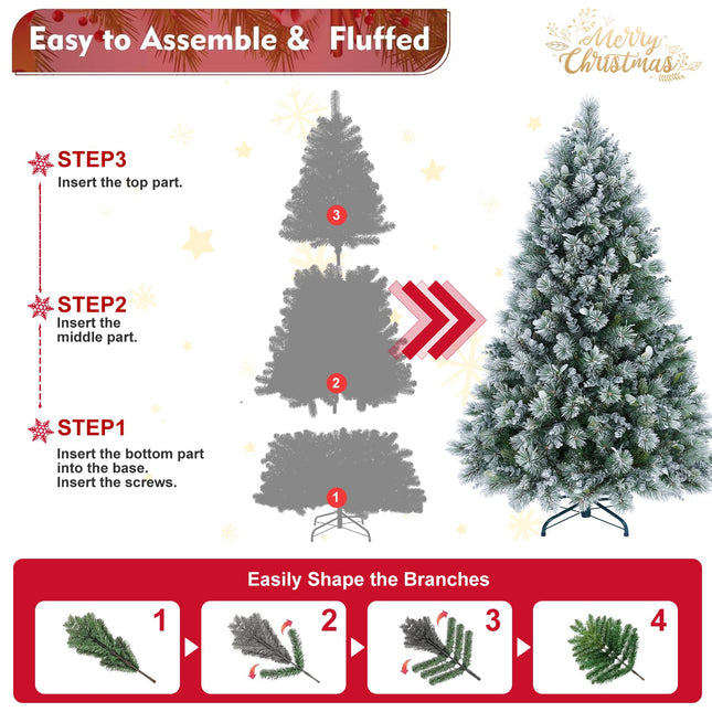 4FT Snow Flocked Christmas Tree Premium Artificial Christmas Tree With