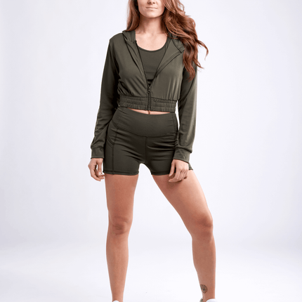 JupiterGear Athletic Zip-Up Crop Hoodie Jacket