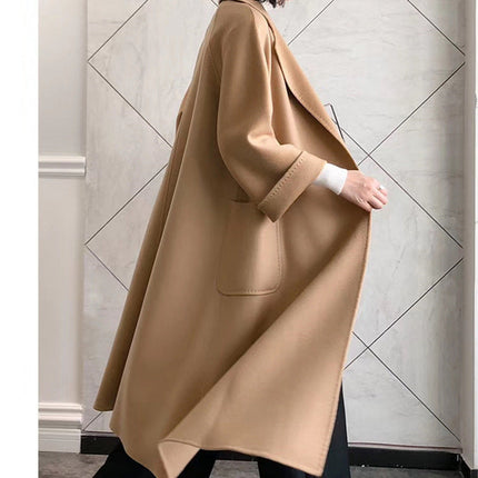 Water Ripple Cashmere Women's Long Reversible Coat – Luxury &