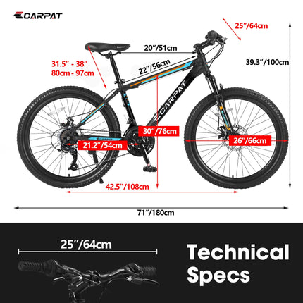 Carpat City-Cruizer™ – 26" Performance Mountain Bike (Black-Blue)