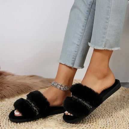 Open Toe Fuzzy Slippers
