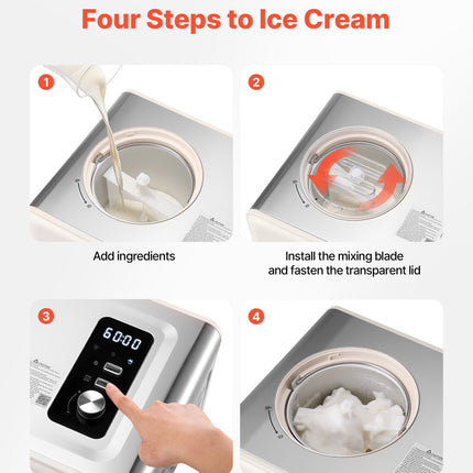 2 Quart Automatic Ice Cream Maker With Built-in Compressor No