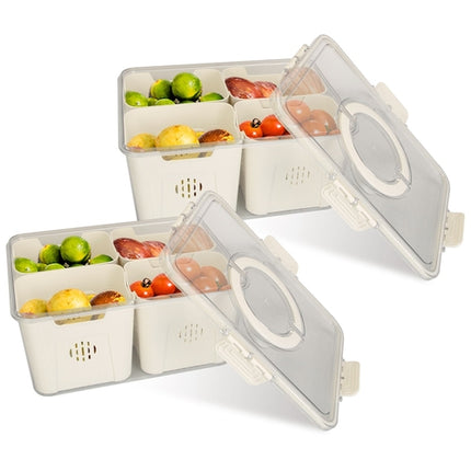 2Pack Airtight Fruit Storage Containers 4 Compartment Food Storage