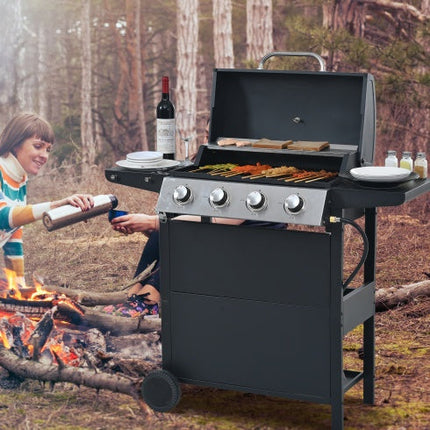 Propane Gas Grill 4 Burner Barbecue Grill, Stainless Steel 34,000 BTU