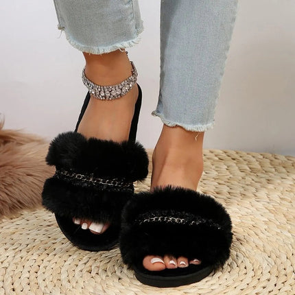 Open Toe Fuzzy Slippers