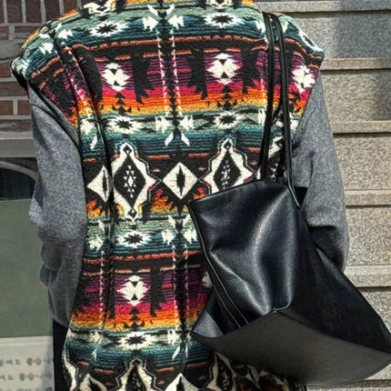Geometric Fleece Vest Coat