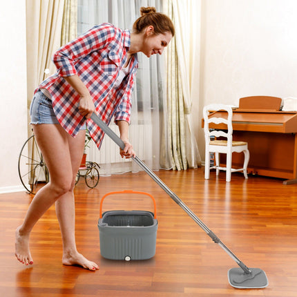 Spin Mop And Bucket System Includes Dual Compartment Mop Bucket 4Pcs
