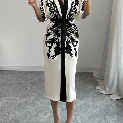 Button Front Half Sleeve Dress