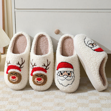 Christmas Home Slippers Cute Cartoon Santa Claus Cotton Slippers For