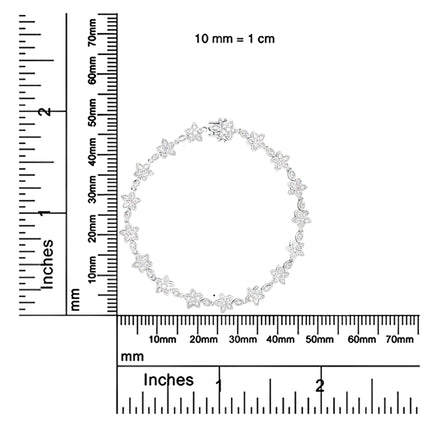 14K Gold 1 1/5 Cttw Round Diamond Floral Star-Shaped Link Bracelet